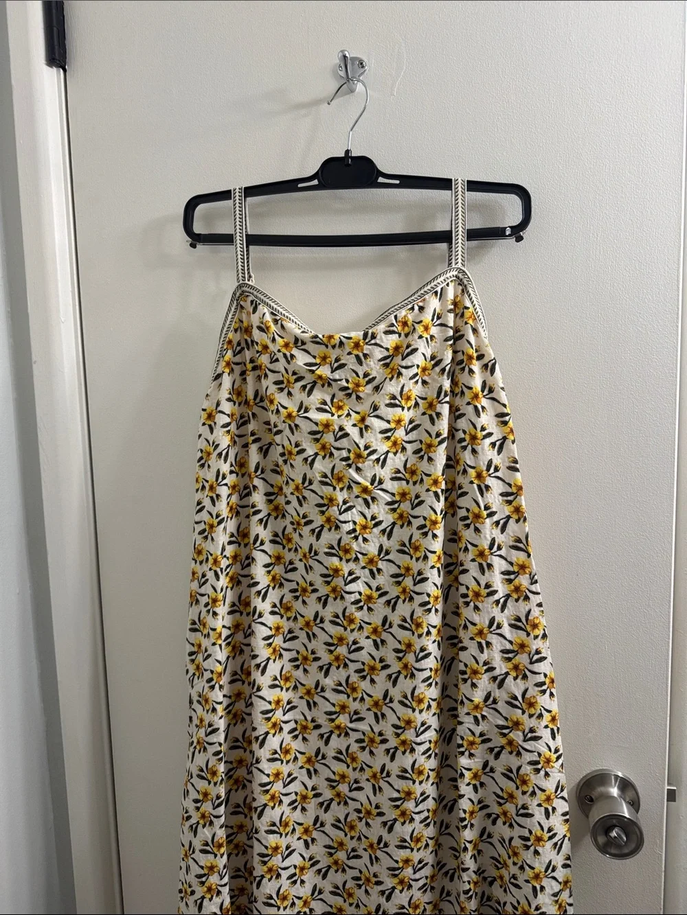 Max Studio Cream Slip Maxi Skirt with Yellow Floral Print
